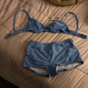 Blue Women's bikini top and shorts bottom